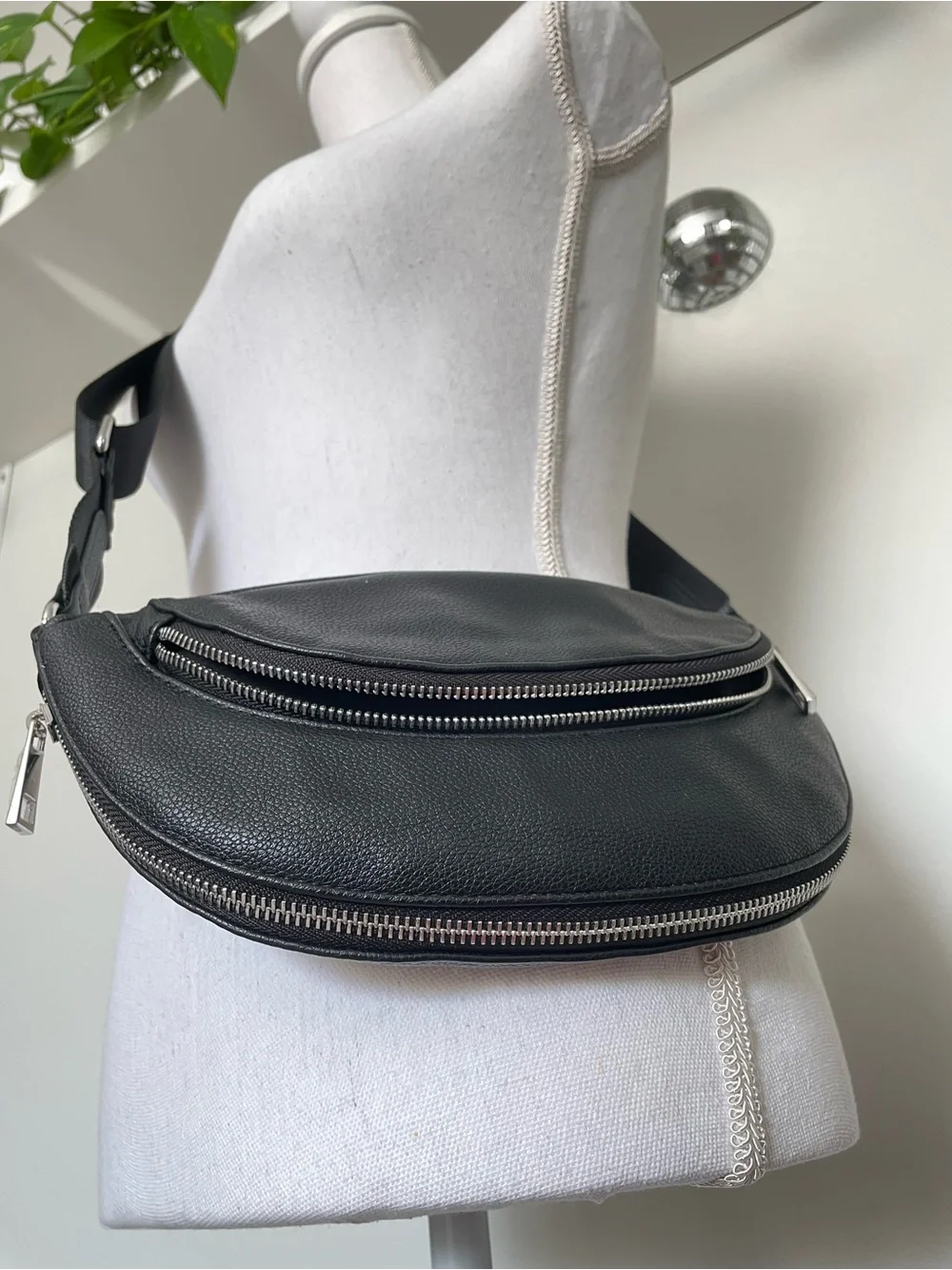 Sondra Roberts Faux Pebbled Leather Crescent Crossbody Bag